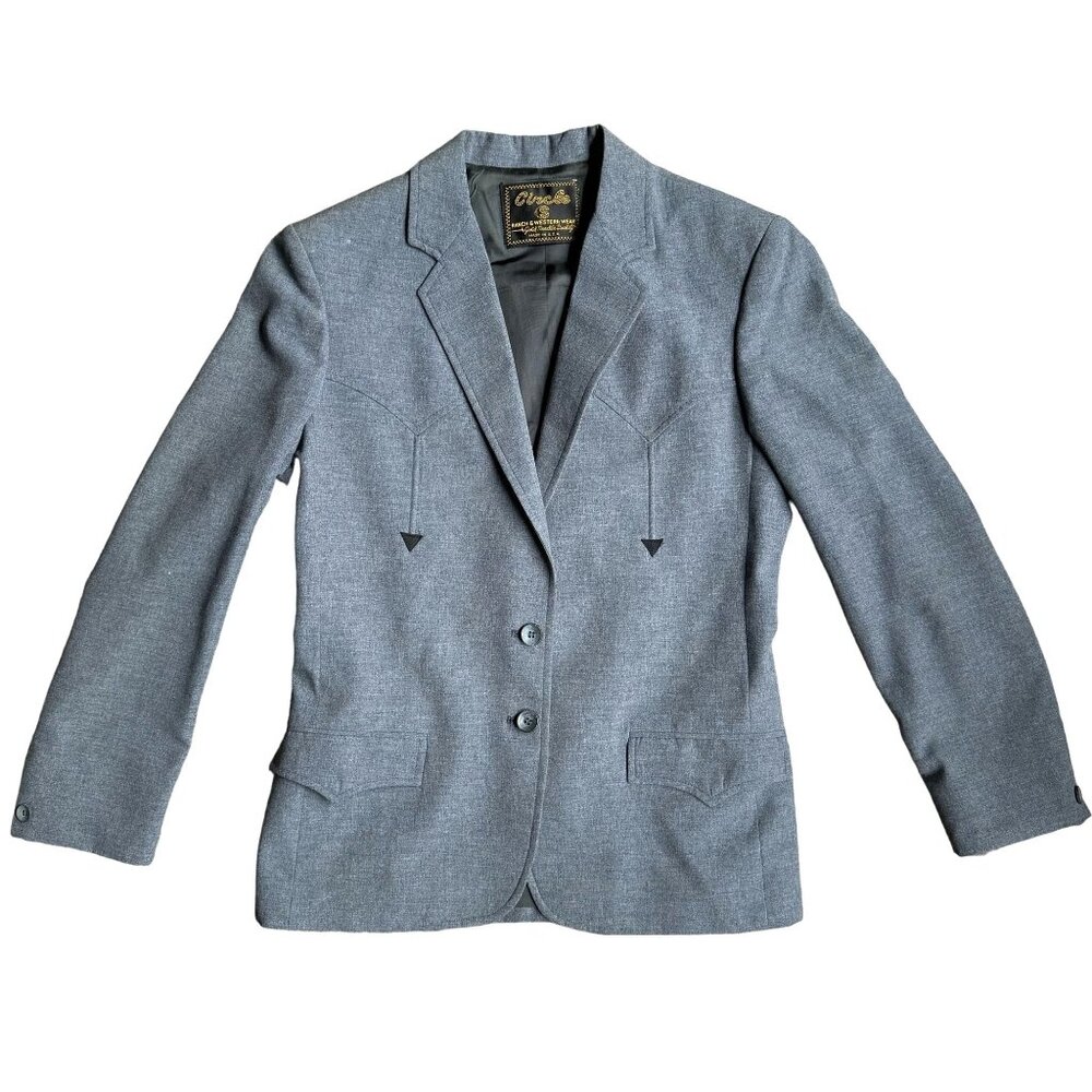 Western Circle S Gray Blazer Jacket Ranch Vintage